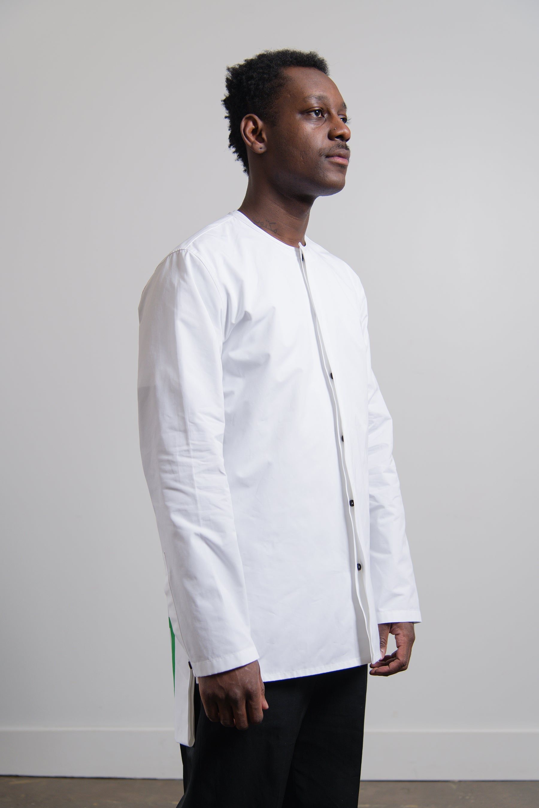 Heavy Organic Cotton Poplin Print Shirt White sold by Nomad product image thumbnail 5