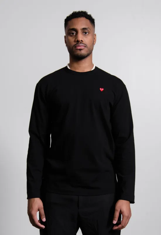 Long Sleeve Mini Emblem Tee Black/Red T308 sold by Nomad