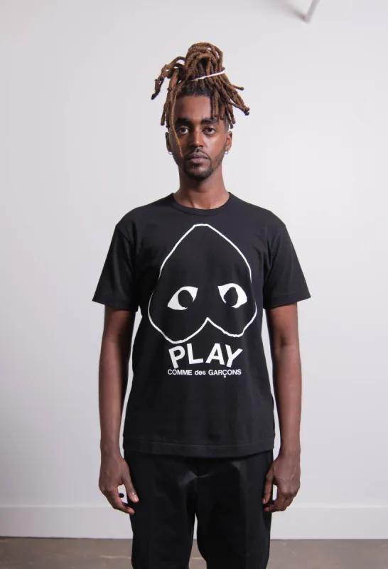 Short Sleeve Upside Down Chest Print Logo Tee Black/White T114 sold by Nomad