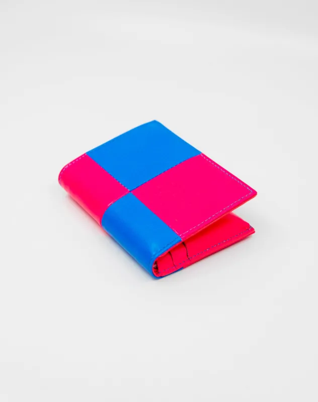Fluo Squares Bifold Wallet Pink/Blue SA0641FS made by Comme des Garcons