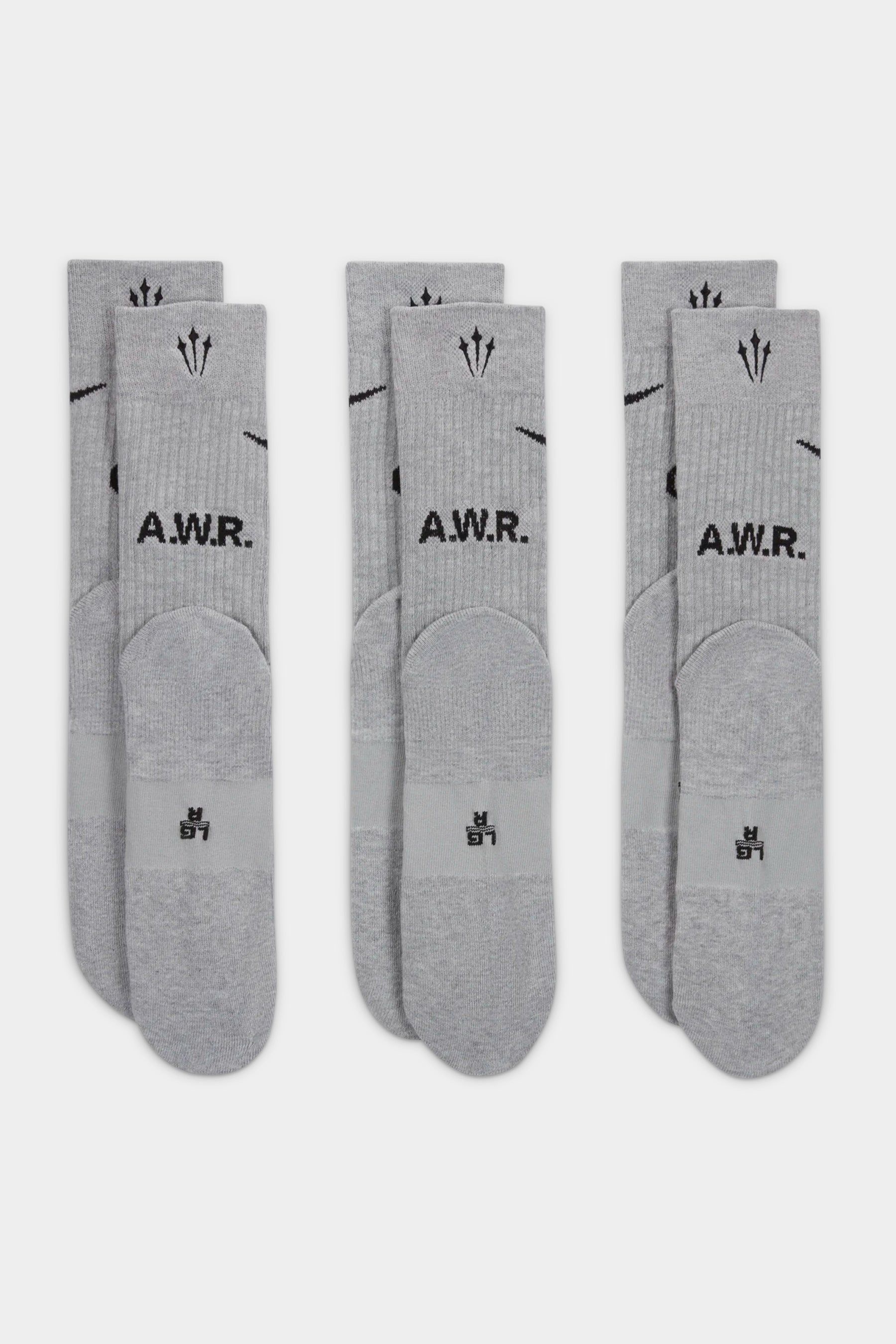 NOCTA Crew Socks 3-Pack Grey DD9240-902 sold by Nomad product image thumbnail 3