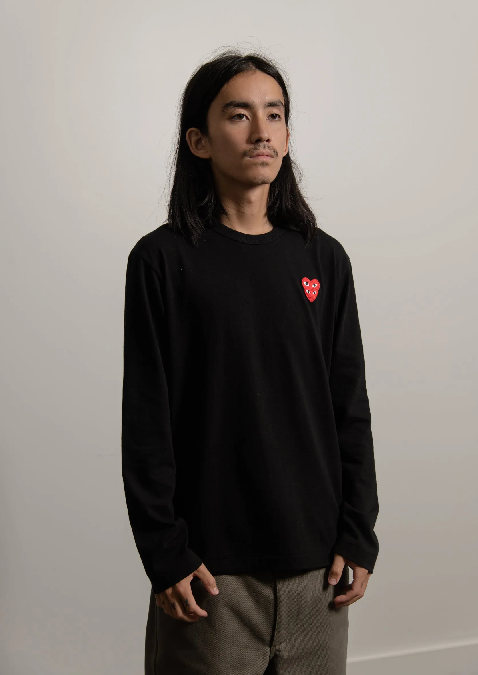 Long Sleeve Layered Double Emblem Tee Black/Red T292 sold by Nomad product image thumbnail 2