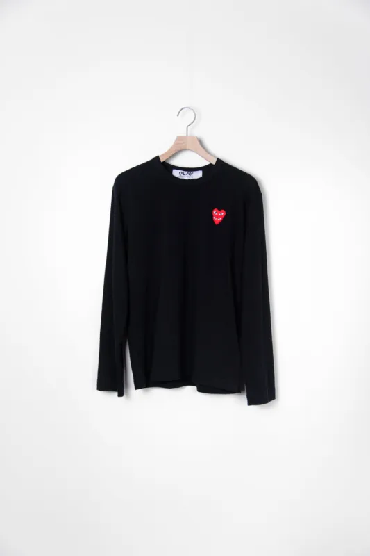 Long Sleeve Layered Double Emblem Tee Black/Red T292 sold by Nomad