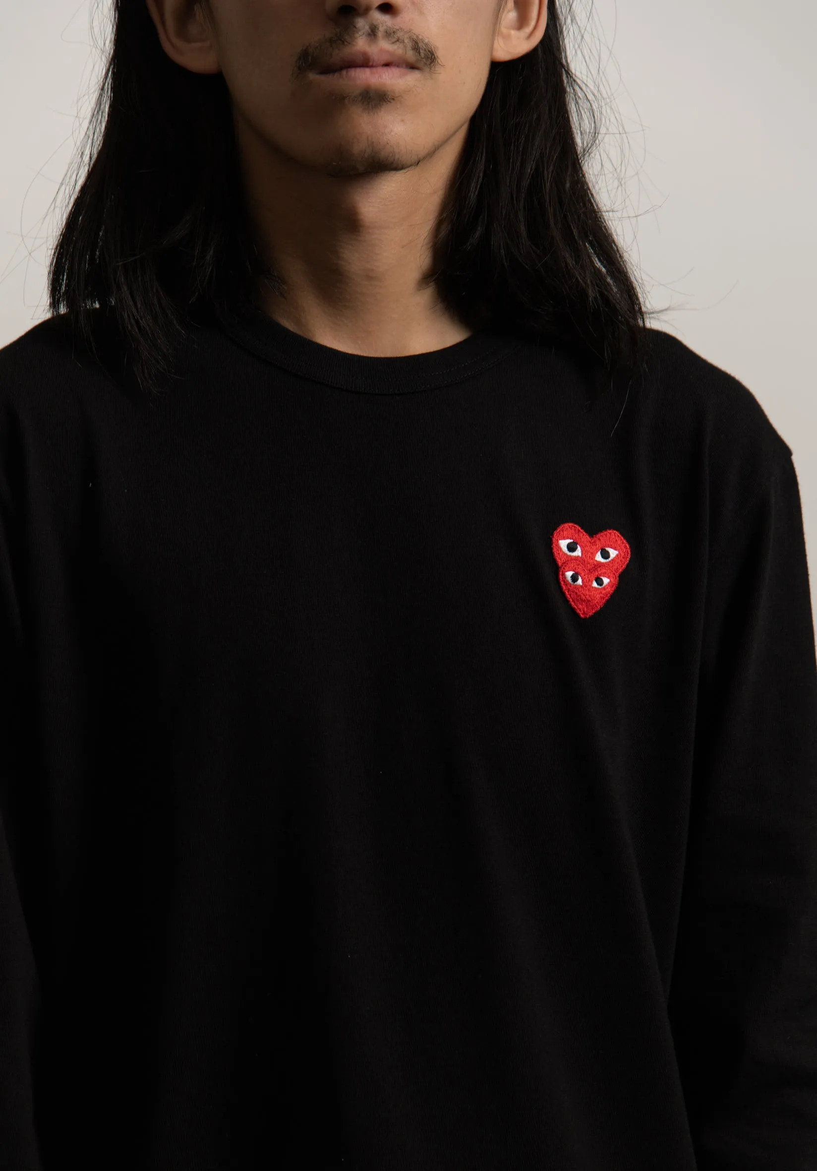 Long Sleeve Layered Double Emblem Tee Black/Red T292 sold by Nomad product image thumbnail 3
