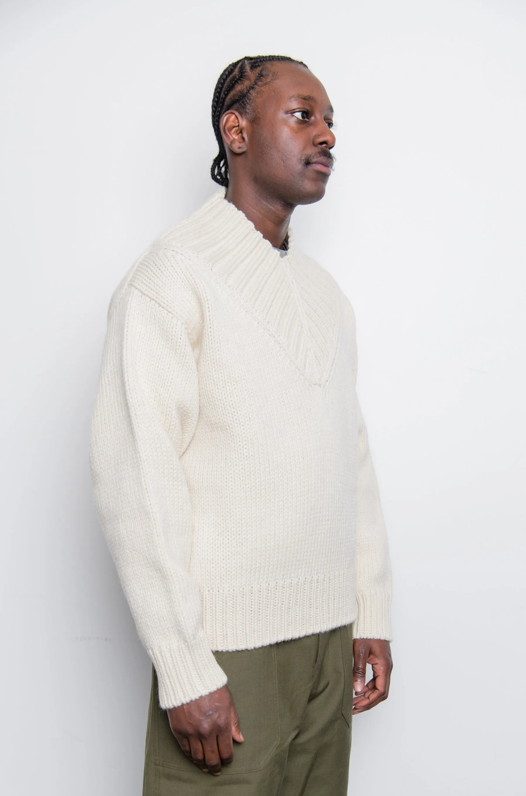 Wool Mohair V-Neck Sweater Light Ivory J21GP0042 sold by Nomad product image thumbnail 4