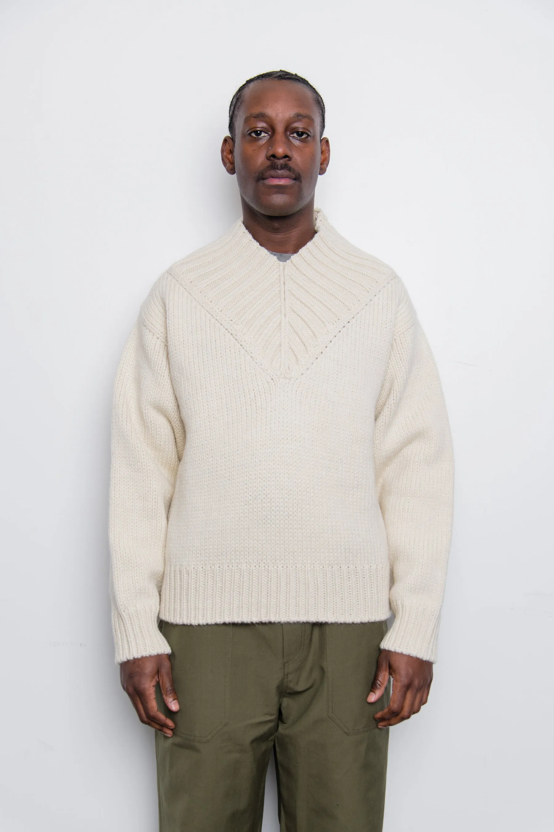 Wool Mohair V-Neck Sweater Light Ivory J21GP0042 sold by Nomad product image thumbnail 3