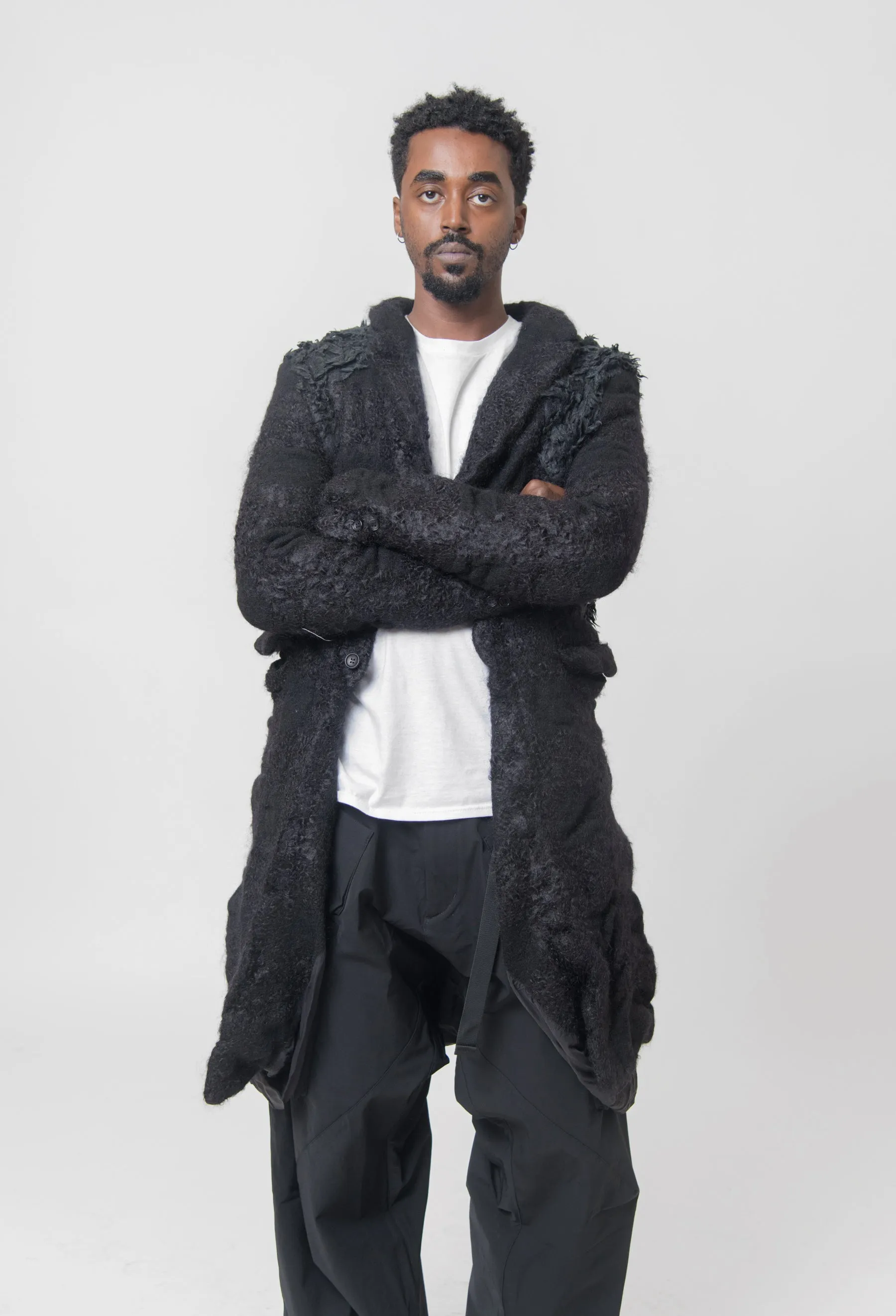 Mohair Faux Fur Jacket Black PL-J028 sold by Nomad product image thumbnail 3