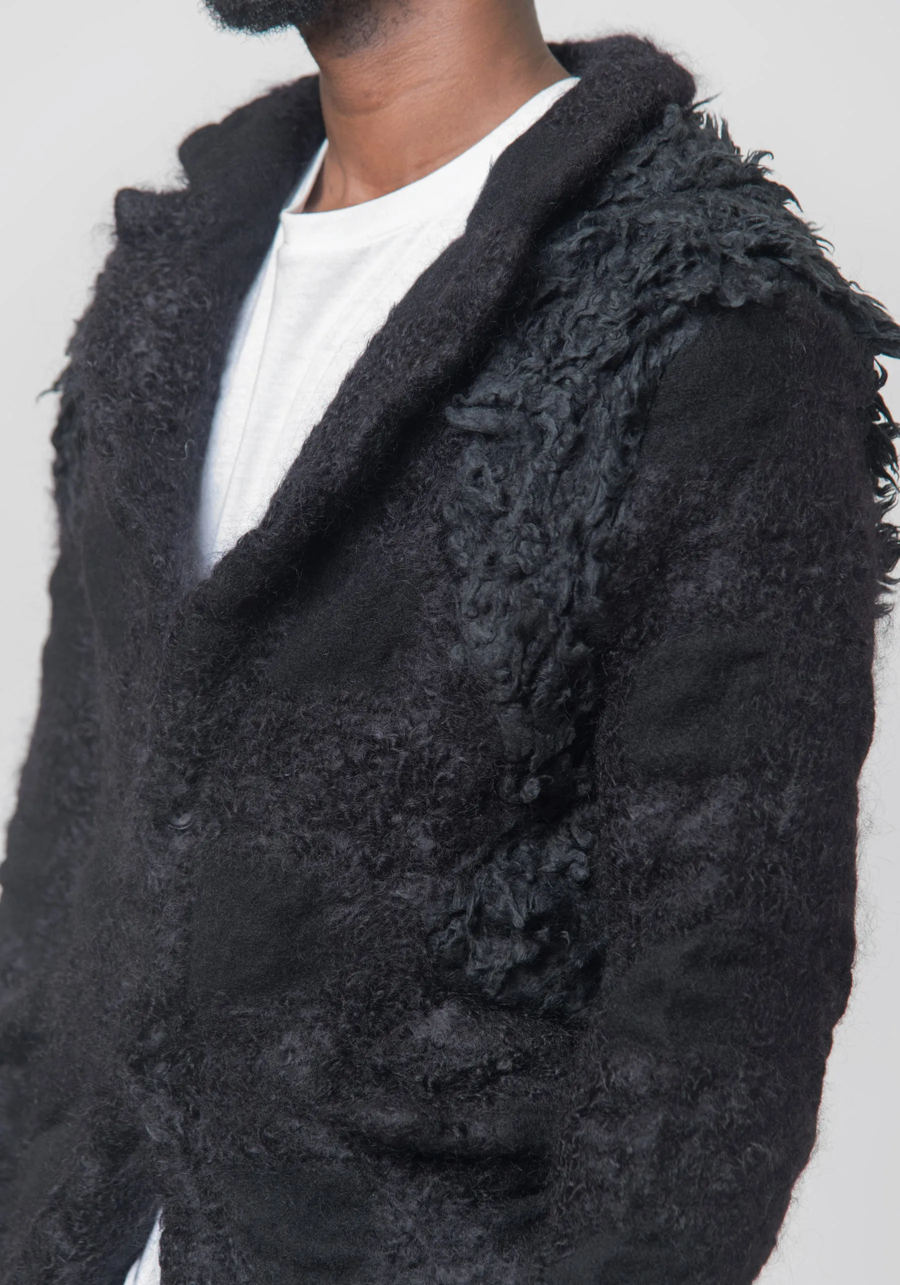 Mohair Faux Fur Jacket Black PL-J028 sold by Nomad product image thumbnail 2