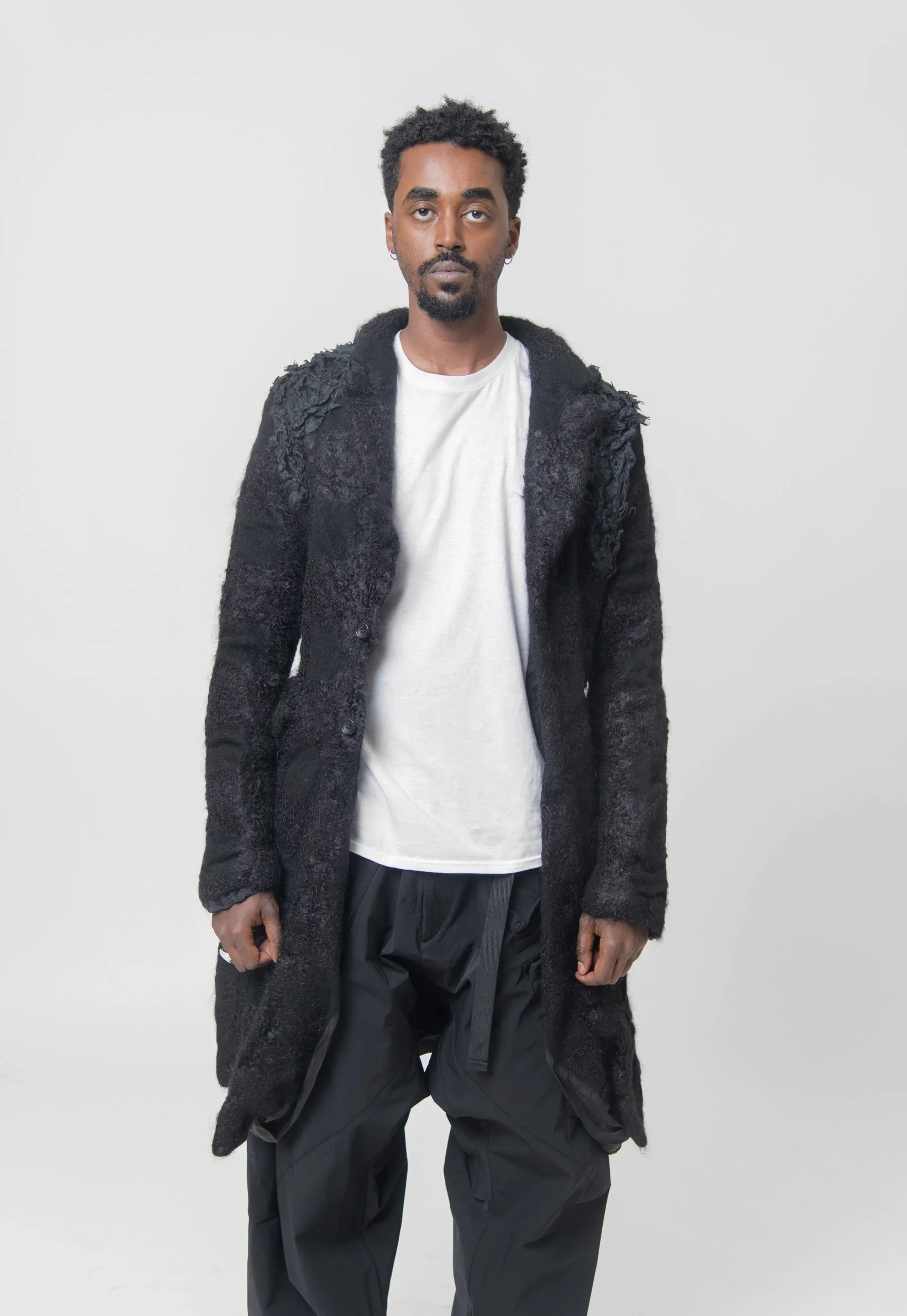 Mohair Faux Fur Jacket Black PL-J028 sold by Nomad product image thumbnail 4