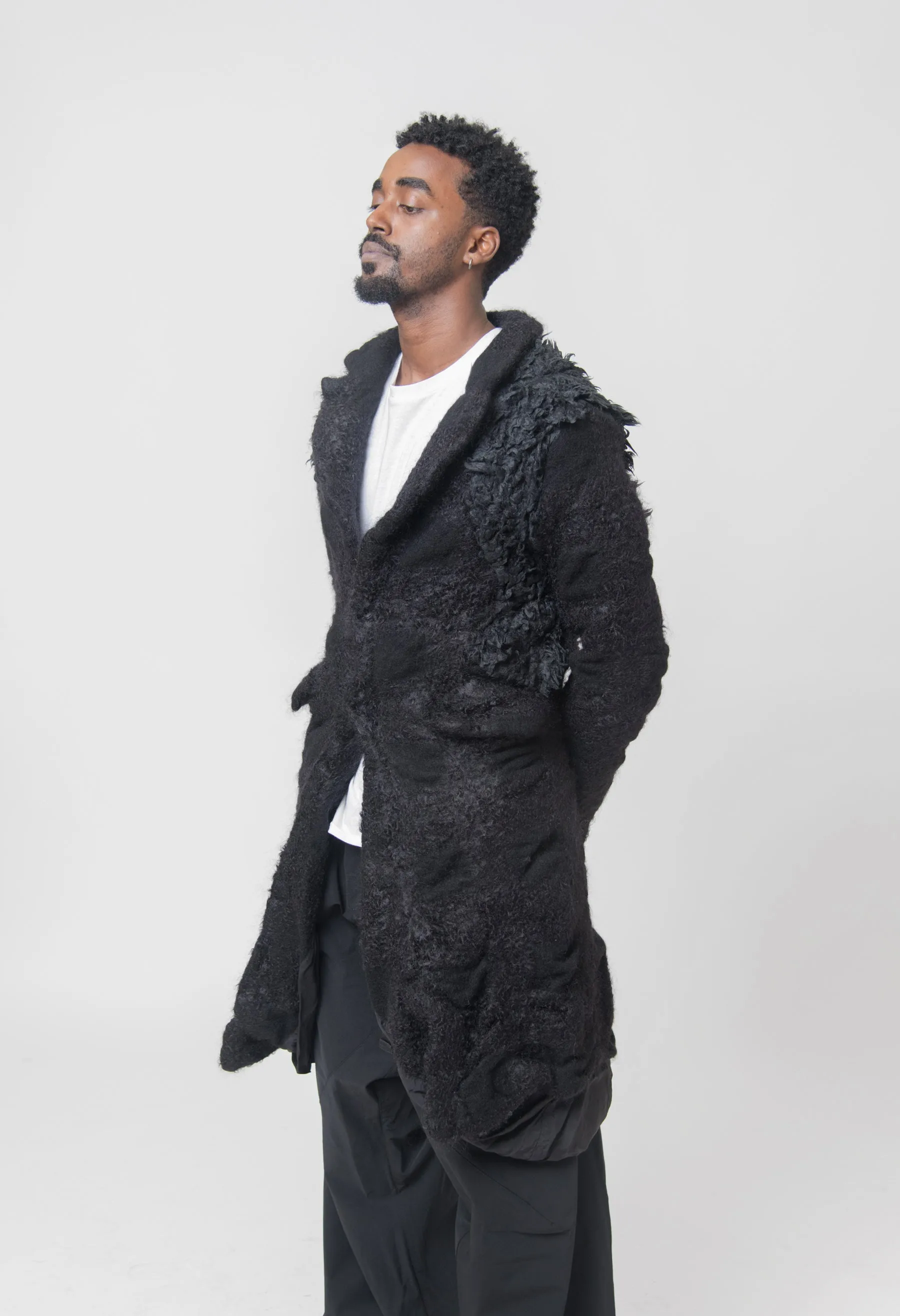 Mohair Faux Fur Jacket Black PL-J028 sold by Nomad product image thumbnail 5