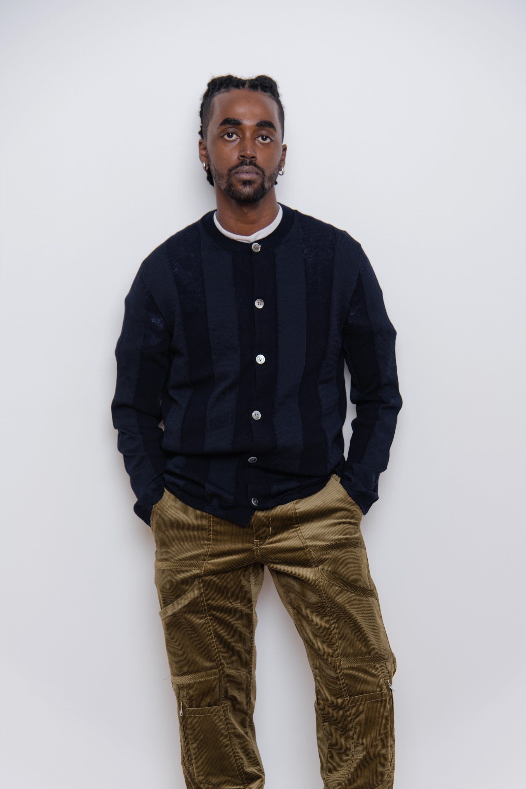 Striped Cardigan Navy FJ-N018 sold by Nomad product image thumbnail 3