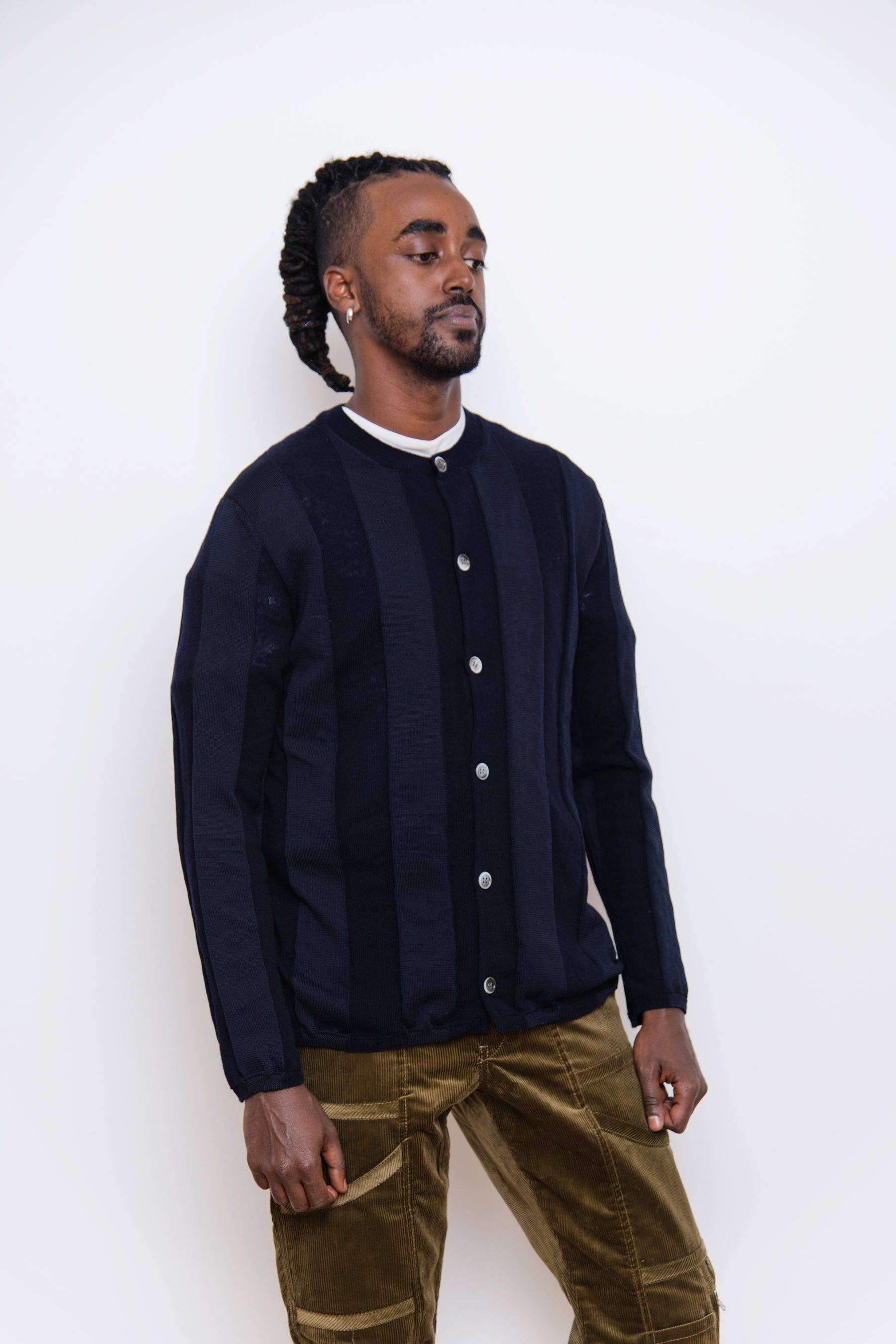 Striped Cardigan Navy FJ-N018 sold by Nomad product image thumbnail 4