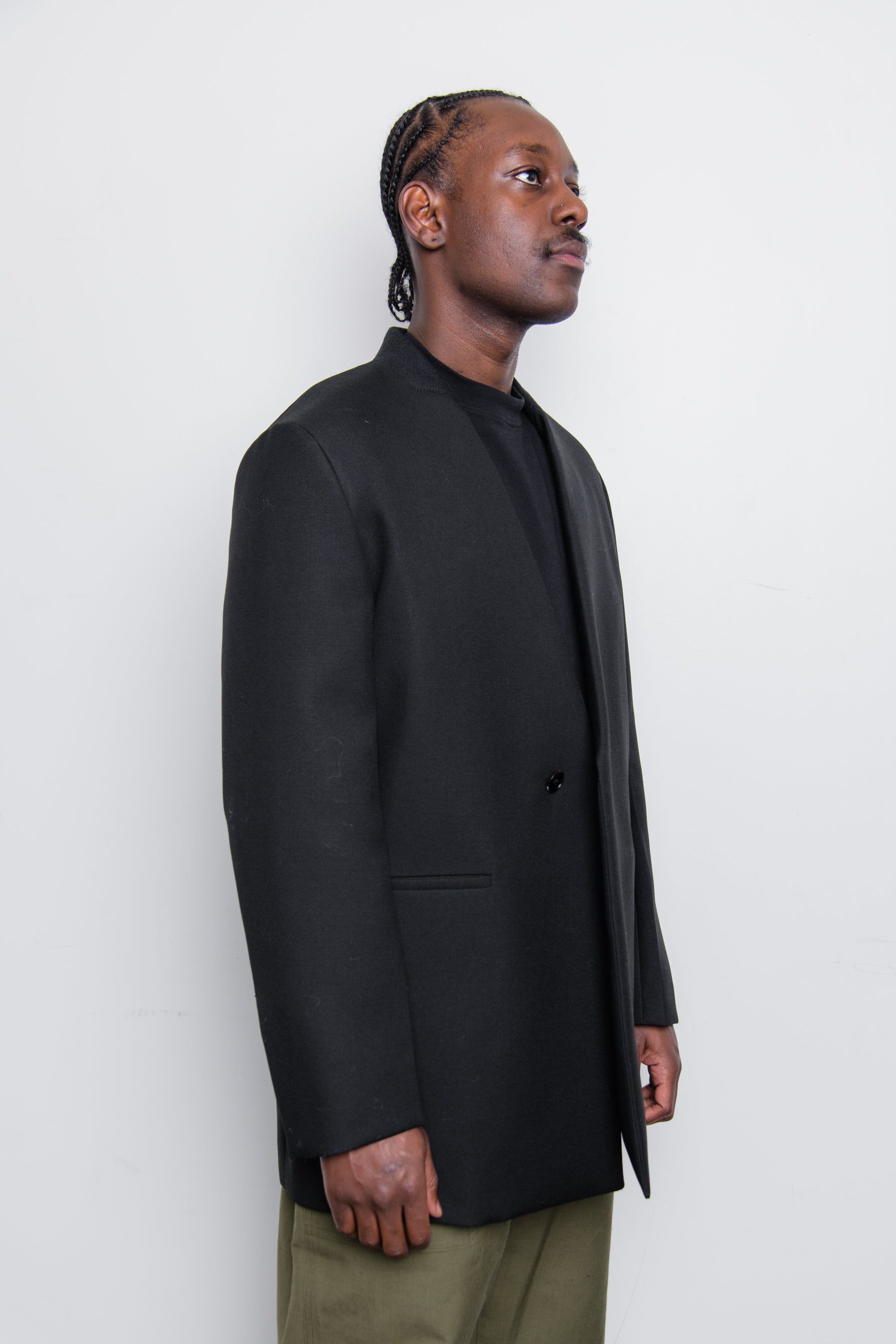 Sharp Wool Serge Lapelless Jacket Black JS21BN0011 sold by Nomad product image thumbnail 3