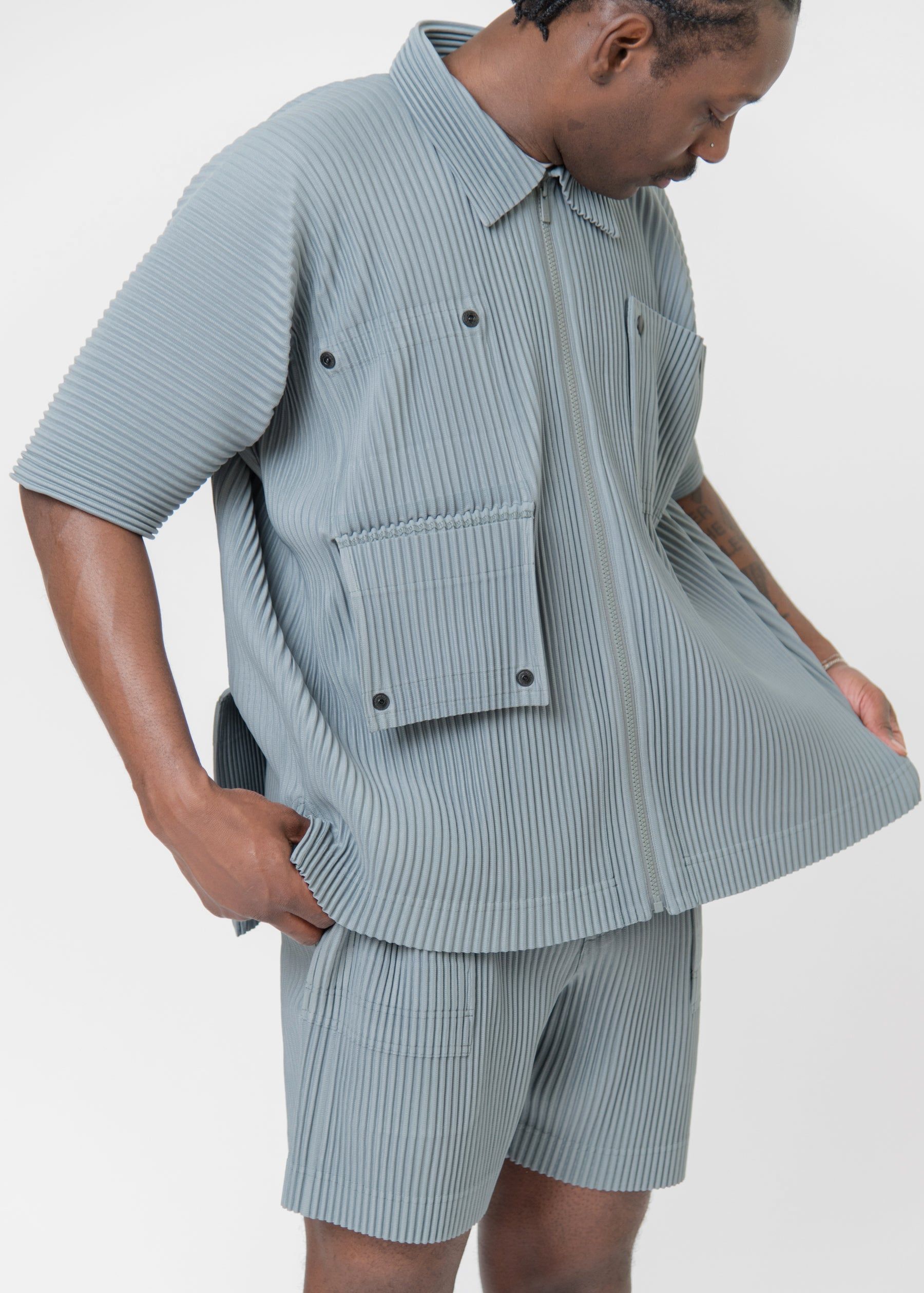 Flip Pleated Shirt Moss Grey JJ172-13 sold by Nomad product image thumbnail 2