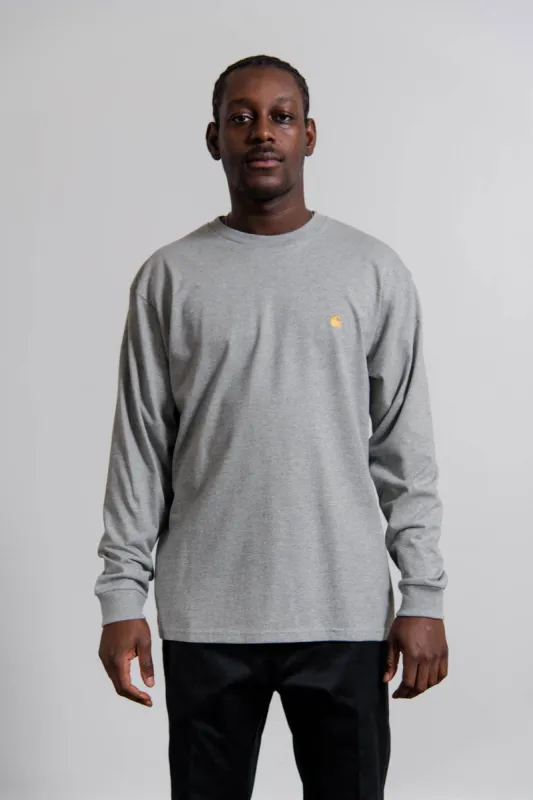 Long Sleeve Chase Tee Heather Grey/Gold sold by Nomad