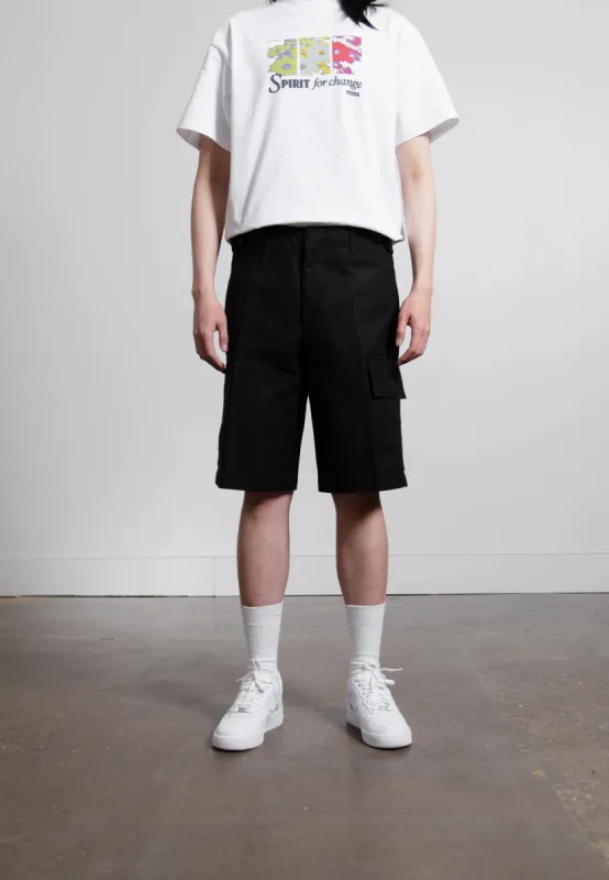 Fine Double Cotton Cargo Short Black JSMU311540 sold by Nomad
