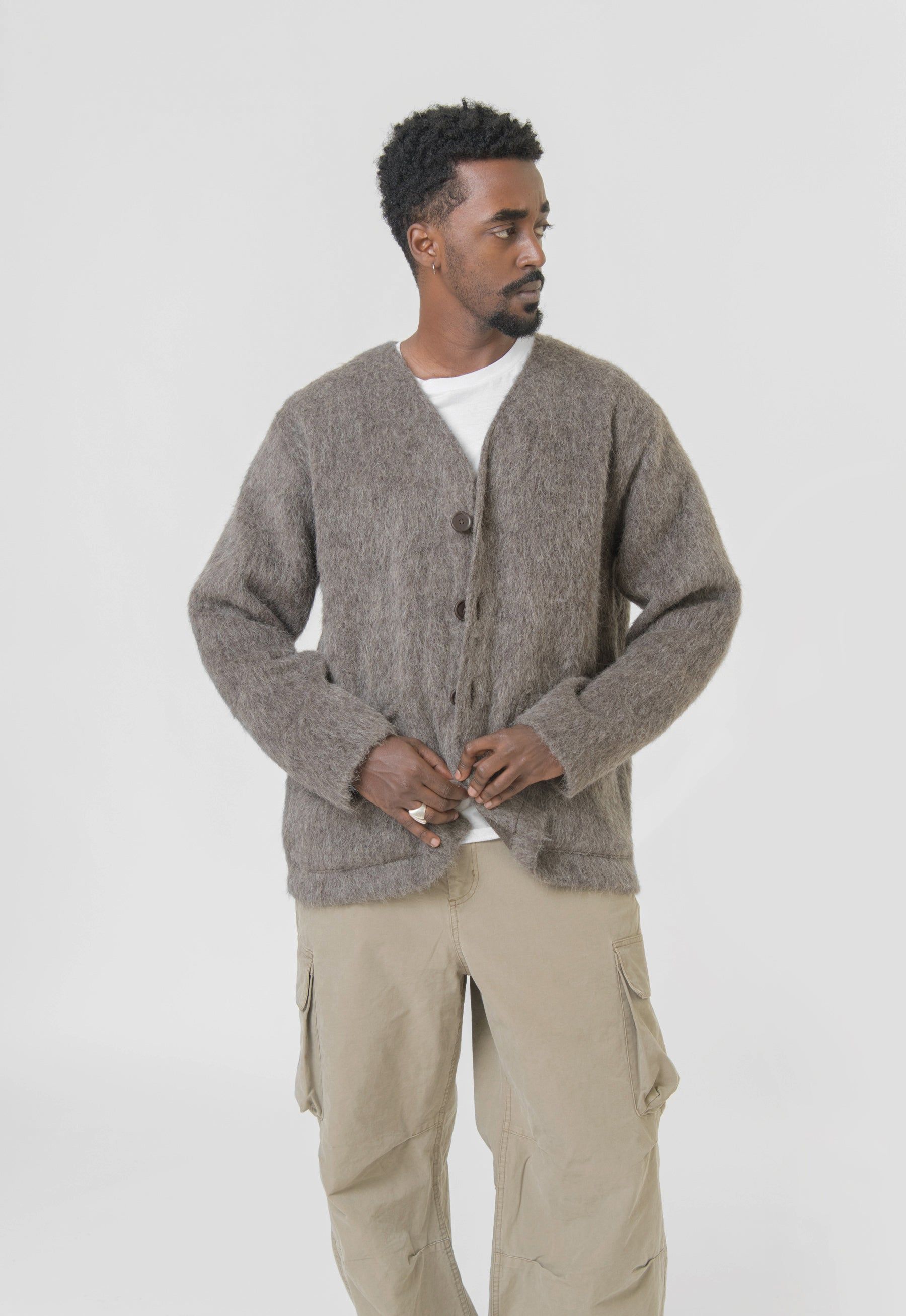 Mohair Cardigan Mole Grey sold by Nomad