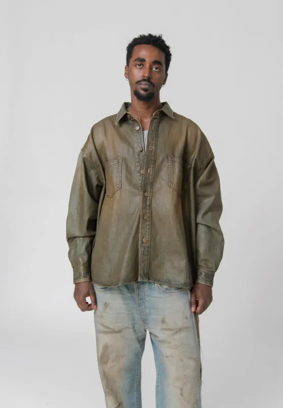 Denim Button-Up Shirt Blue/Beige SHIR000695 sold by Nomad