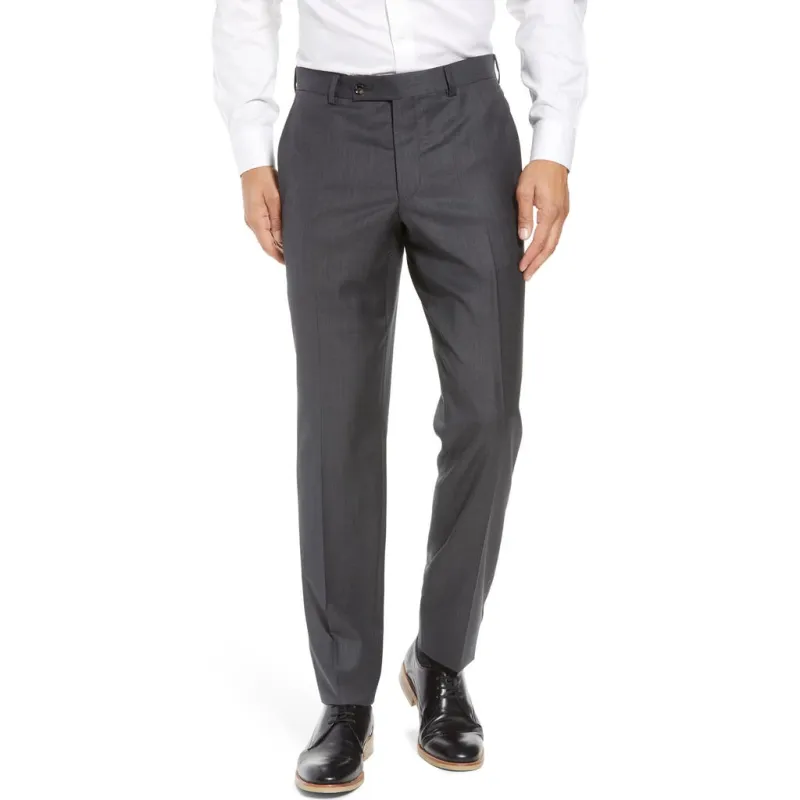 Ted Baker London Jefferson Flat Front Wool Dress Pants in Mid Grey at Nordstrom, Size 38 X Unhemmed sold by Nordstrom
