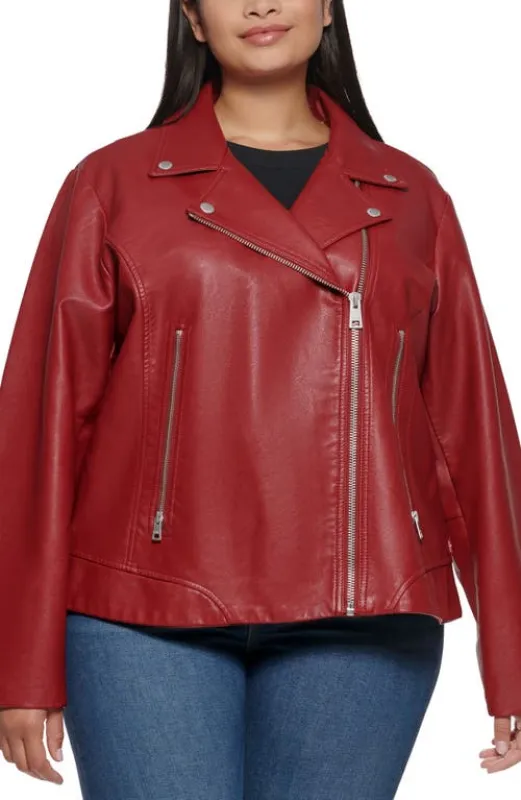 levi's Faux Leather Moto Jacket in Deep Red at Nordstrom, Size 3 X sold by Nordstrom