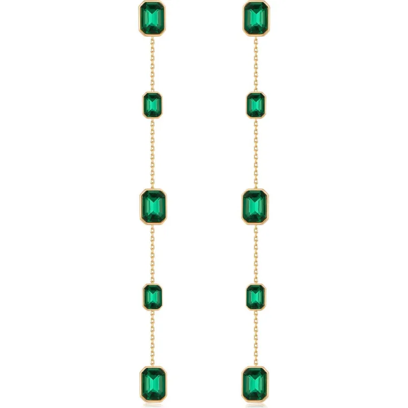 Ettika Baguette Crystal Linear Drop Earrings in Aqua at Nordstrom sold by Nordstrom