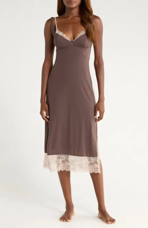 Free People Party Crasher Midi Nightgown in Black Combo at Nordstrom, Size X-Large sold by Nordstrom