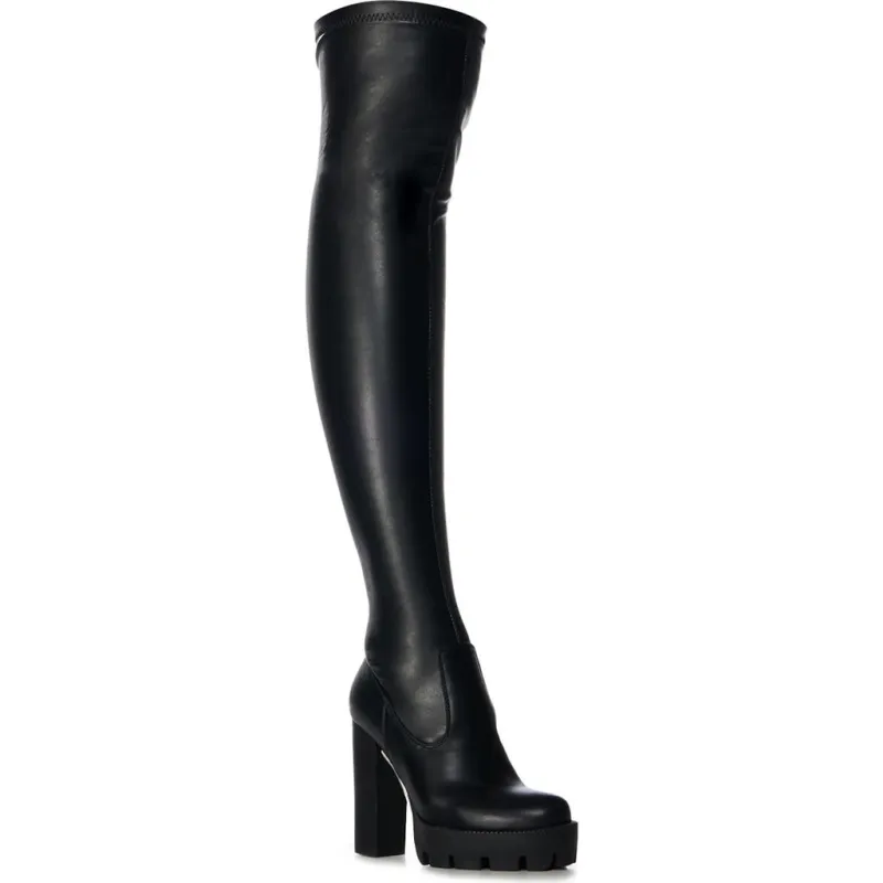 AZALEA WANG Ashland Over the Knee Platform Boot in Black at Nordstrom, Size 9 made by Nordstrom