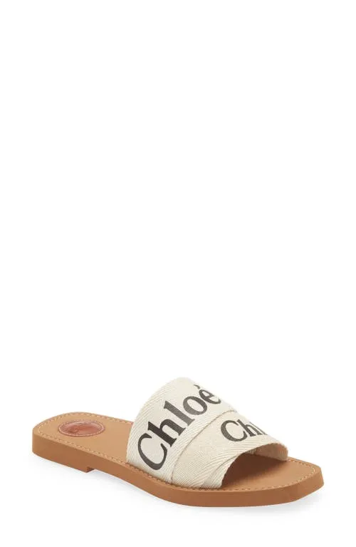 Chloé Woody Logo Slide Sandal in White at Nordstrom, Size 12Us sold by Nordstrom