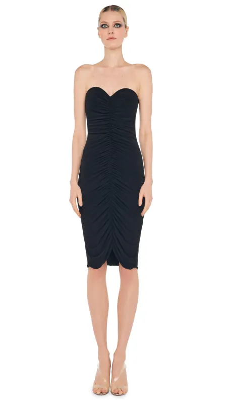 STRAPLESS SHIRRED FRONT DRESS TO KNEE sold by Norma Kamali