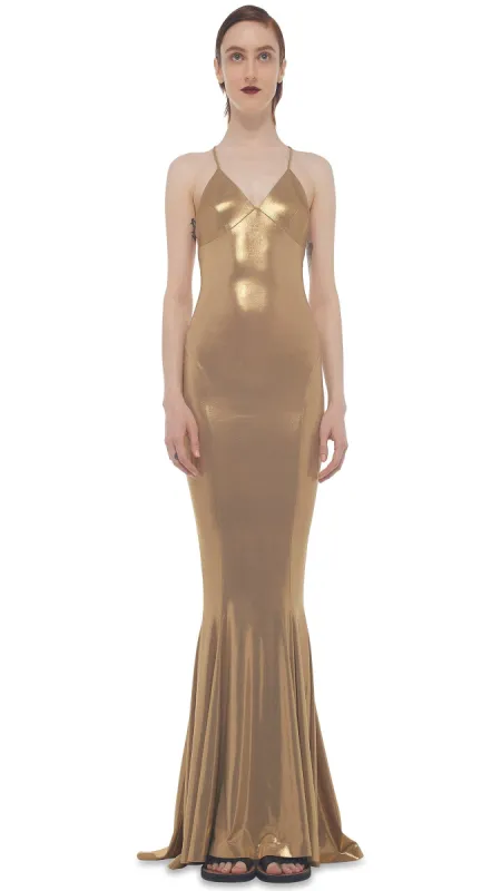 LOW BACK FISHTAIL GOWN sold by Norma Kamali