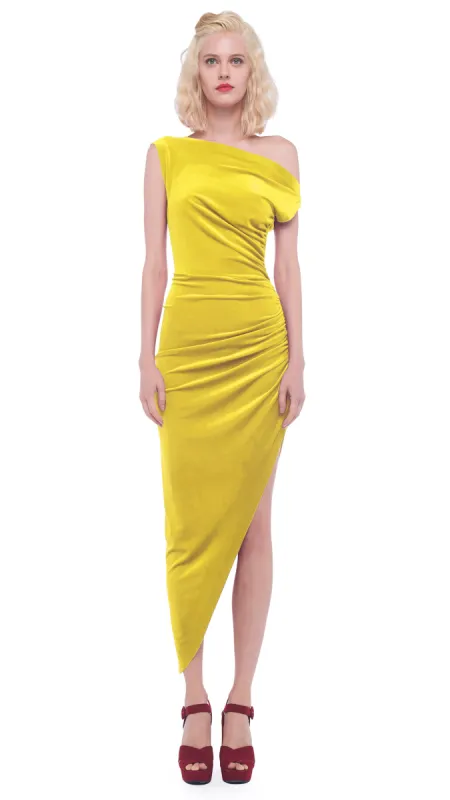 DROP SHOULDER SIDE DRAPE GOWN sold by Norma Kamali