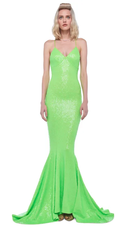 LOW BACK SLIP FISHTAIL GOWN sold by Norma Kamali