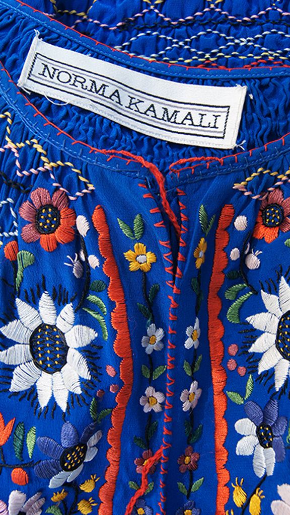 SHORT SLEEVE FLORAL PEASANT TOP sold by Norma Kamali product image thumbnail 4