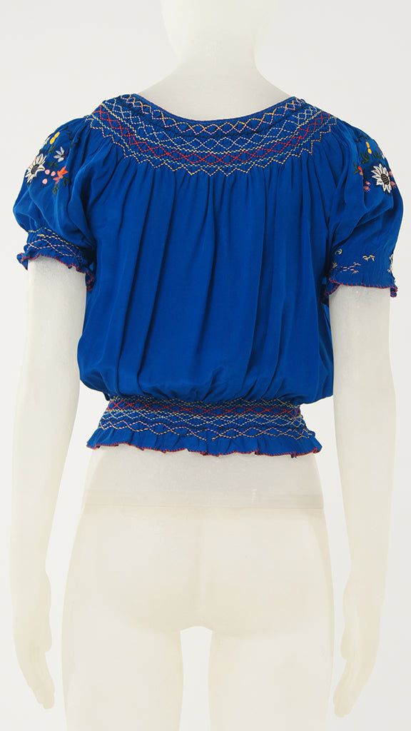 SHORT SLEEVE FLORAL PEASANT TOP sold by Norma Kamali product image thumbnail 2