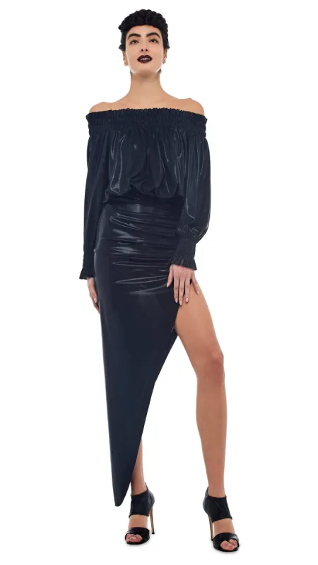 PEASANT SIDE DRAPE GOWN sold by Norma Kamali
