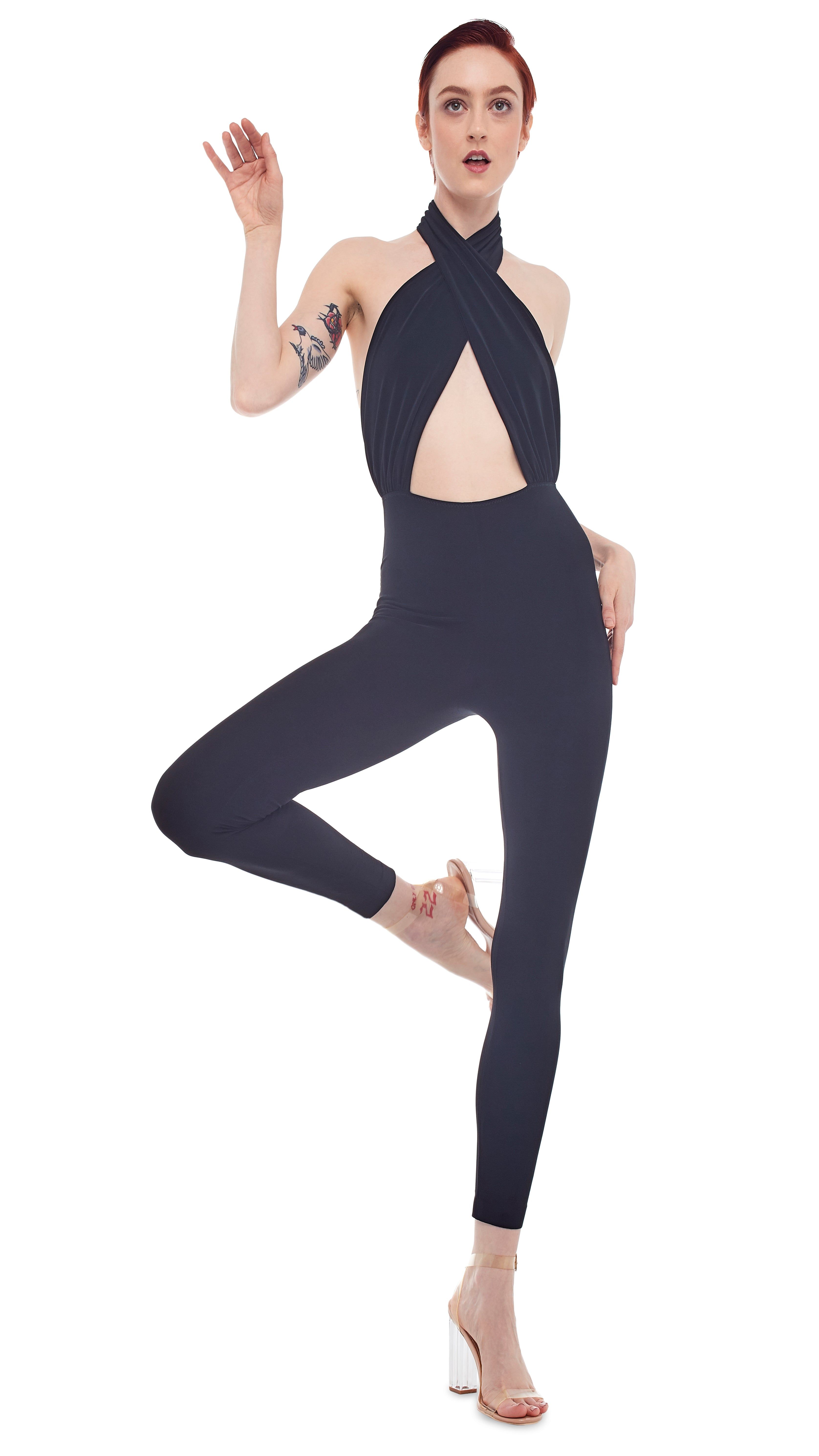 CROSS HALTER CATSUIT sold by Norma Kamali product image thumbnail 5