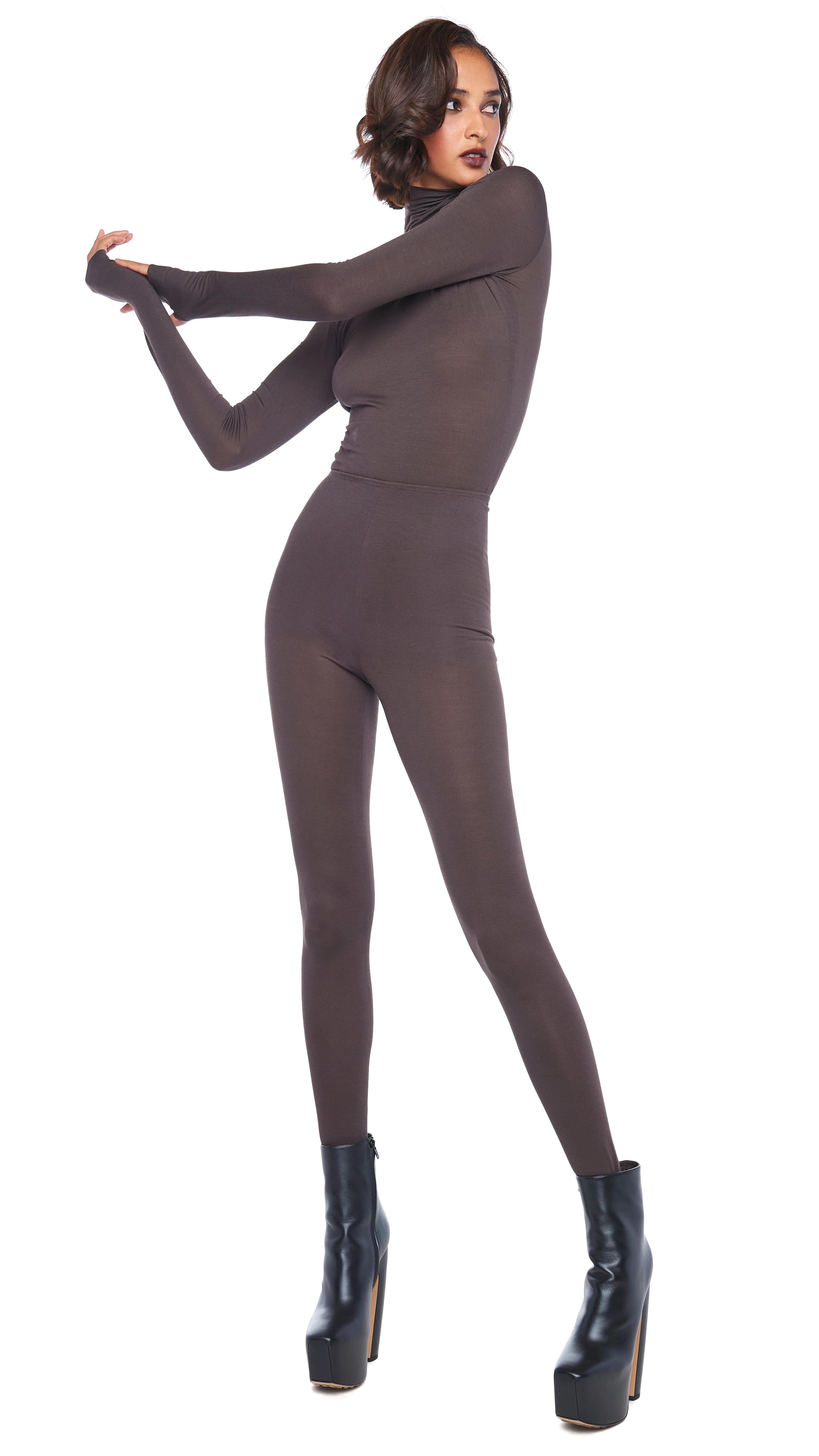 SLIM FIT LONG SLEEVE TURTLE TOP sold by Norma Kamali product image thumbnail 5