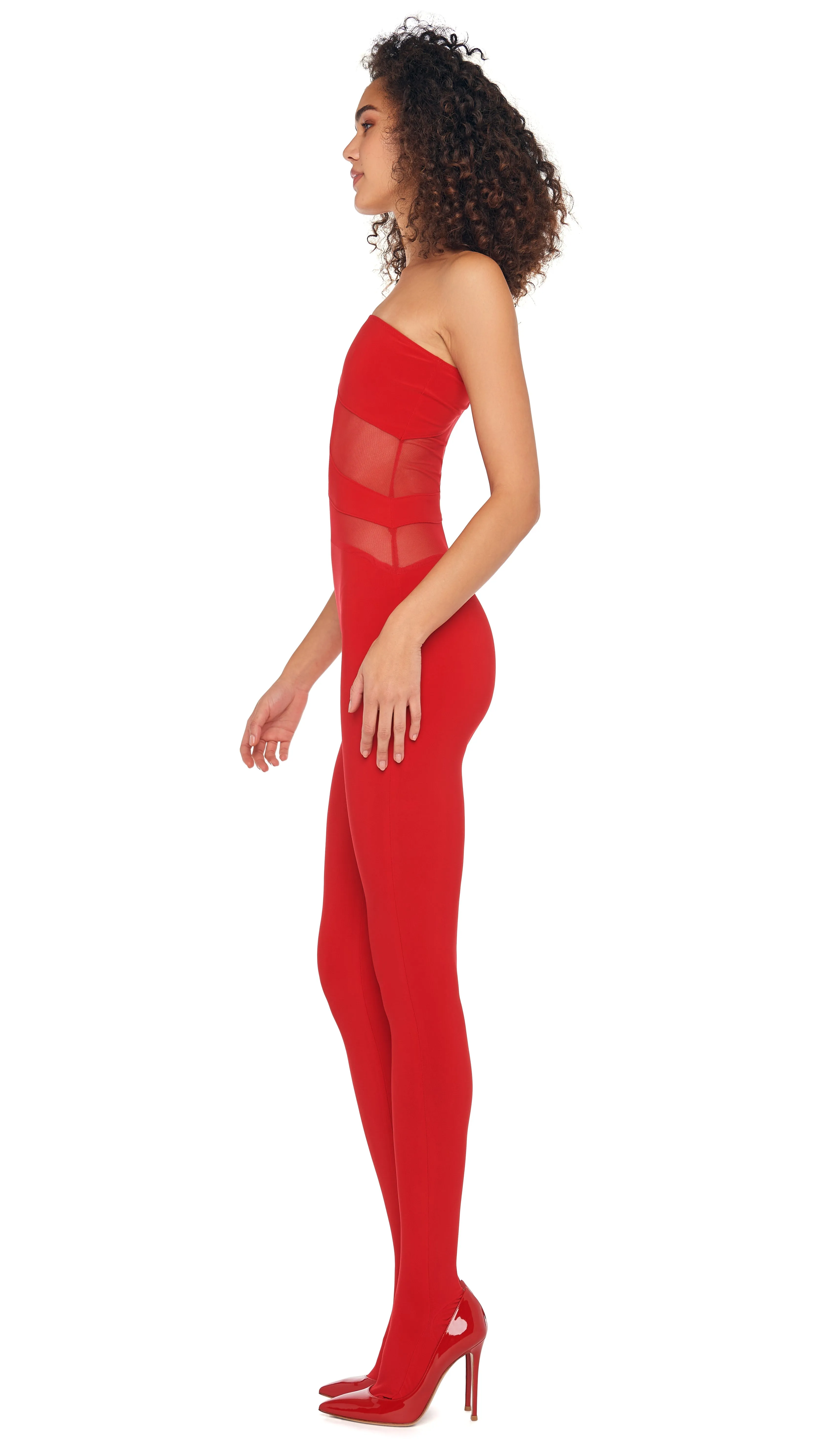 SNAKE MESH CATSUIT W/ FOOTSIE sold by Norma Kamali product image thumbnail 2