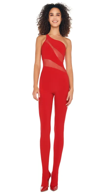 SNAKE MESH CATSUIT W/ FOOTSIE sold by Norma Kamali