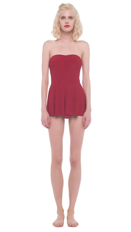 STRAPLESS FLARED SWIM DRESS sold by Norma Kamali