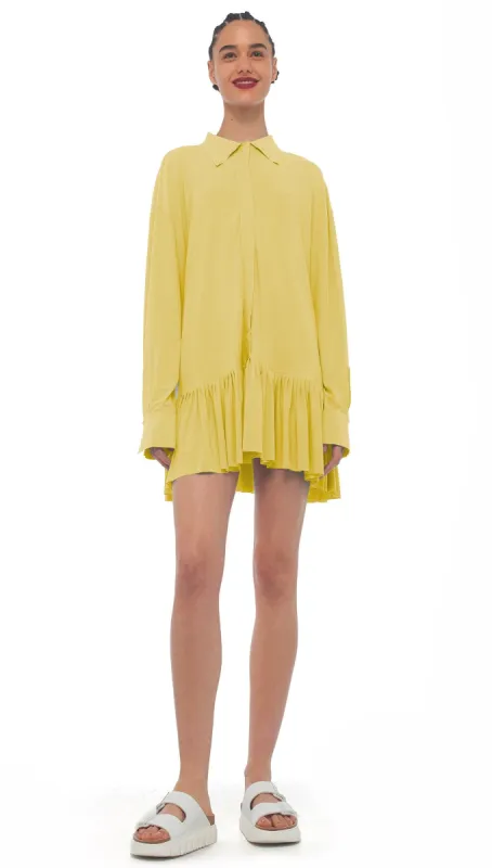 OVERSIZED BF RUFFLE NK SHIRT sold by Norma Kamali