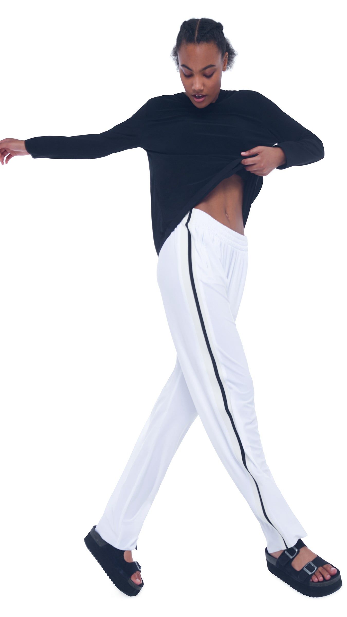SIDE STRIPE BF SWEATPANT sold by Norma Kamali product image thumbnail 4