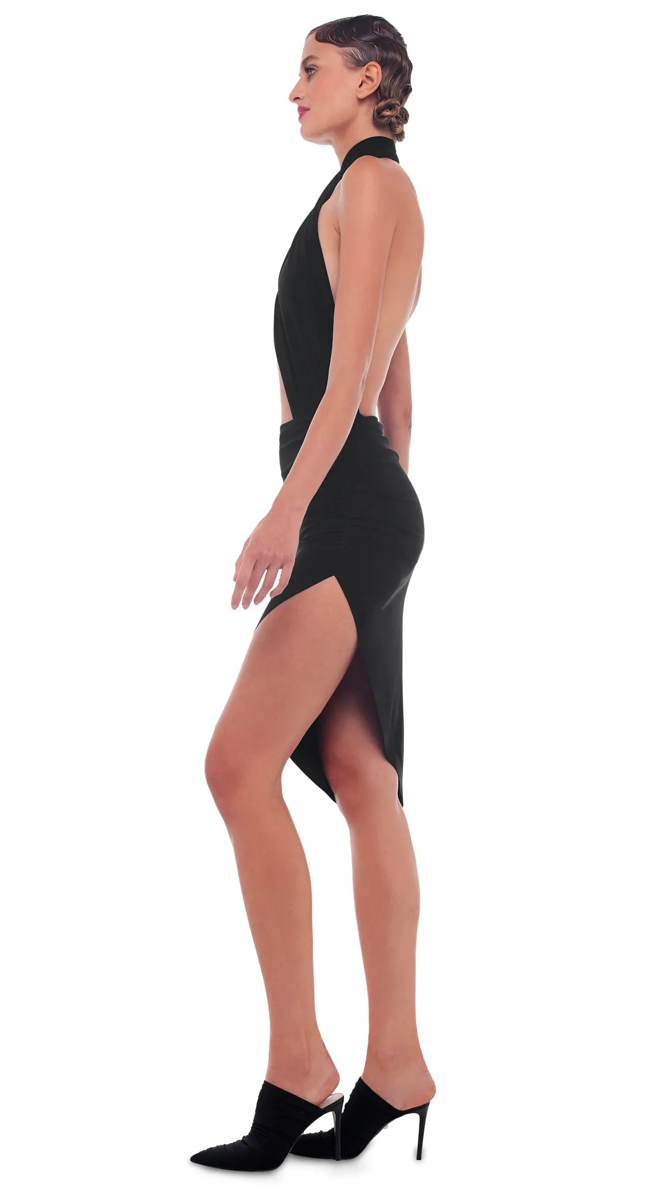 CROSS HALTER DRAPE DRESS sold by Norma Kamali product image thumbnail 2