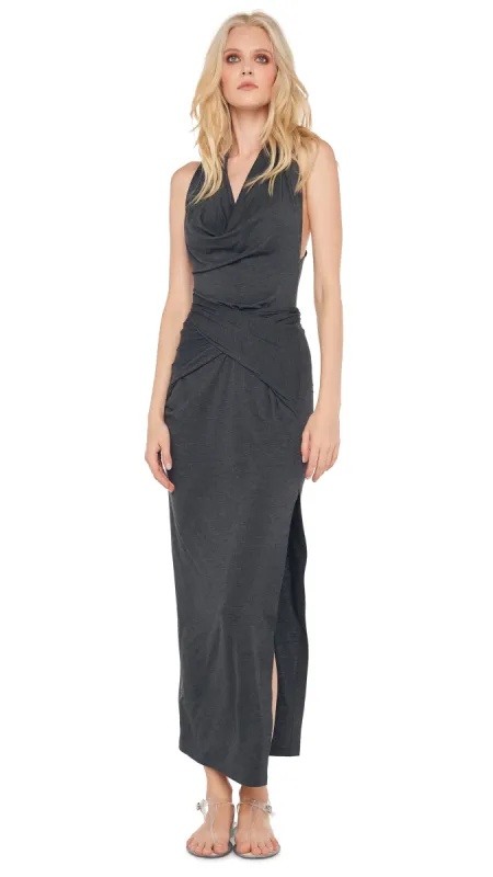 NEETA TIE FRONT SIDE SLIT GOWN sold by Norma Kamali