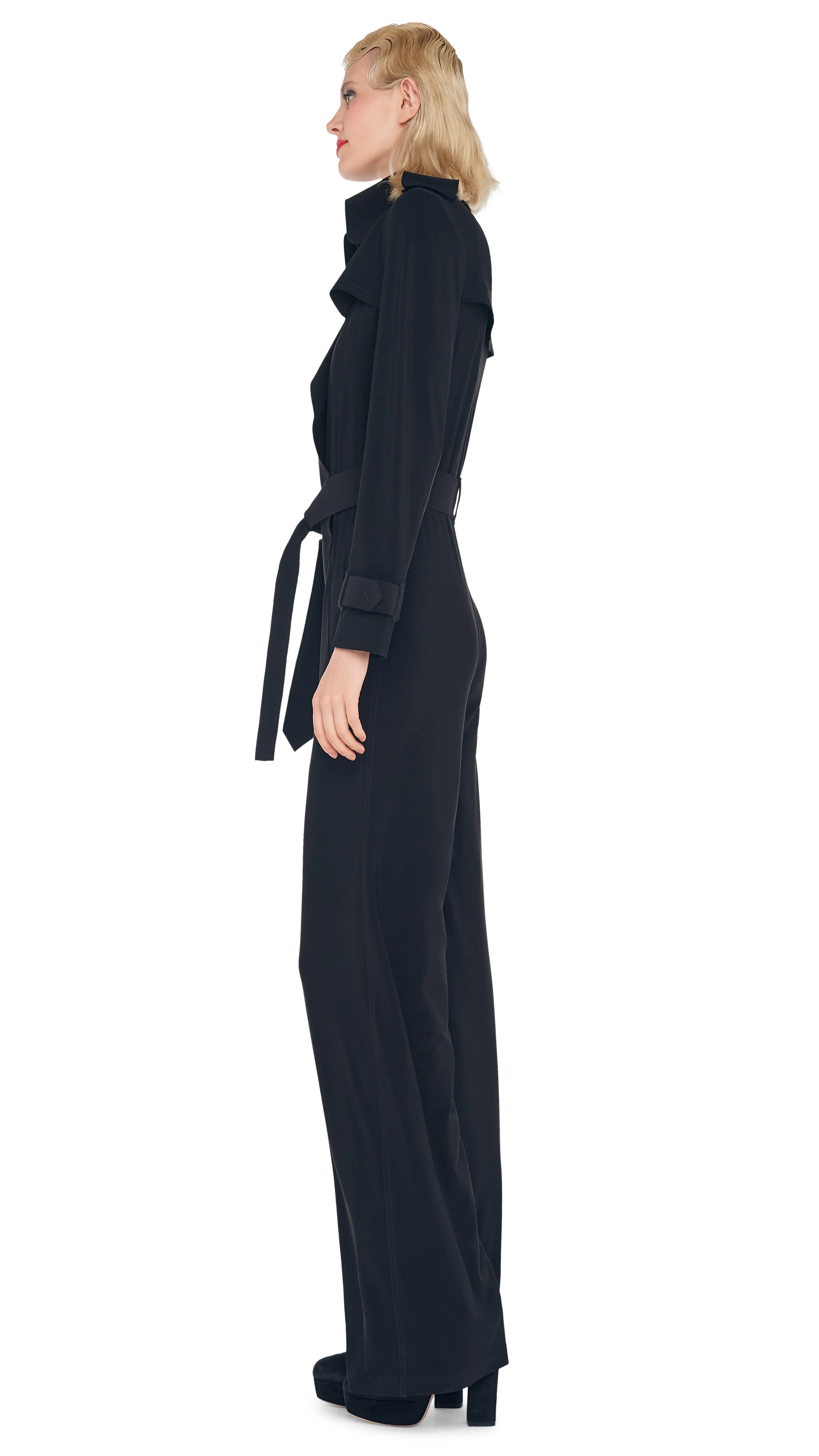 DOUBLE BREASTED TRENCH JUMPSUIT sold by Norma Kamali product image thumbnail 2