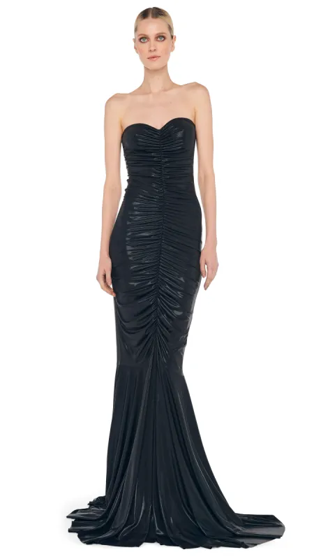 STRAPLESS SHIRRED FRONT FISHTAIL GOWN sold by Norma Kamali