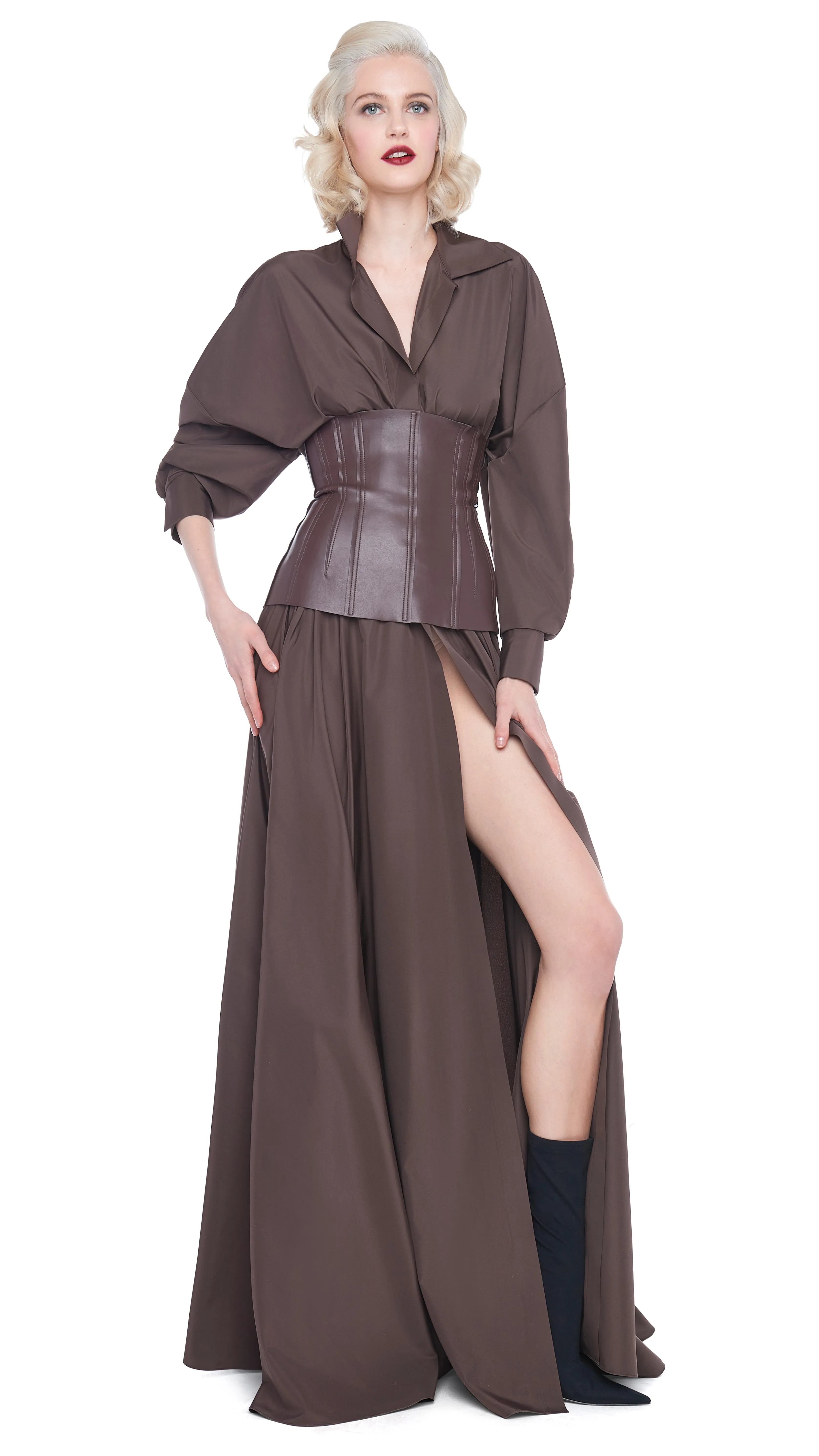 SUPER OS BF NK SHIRT FLARED GOWN sold by Norma Kamali product image thumbnail 4