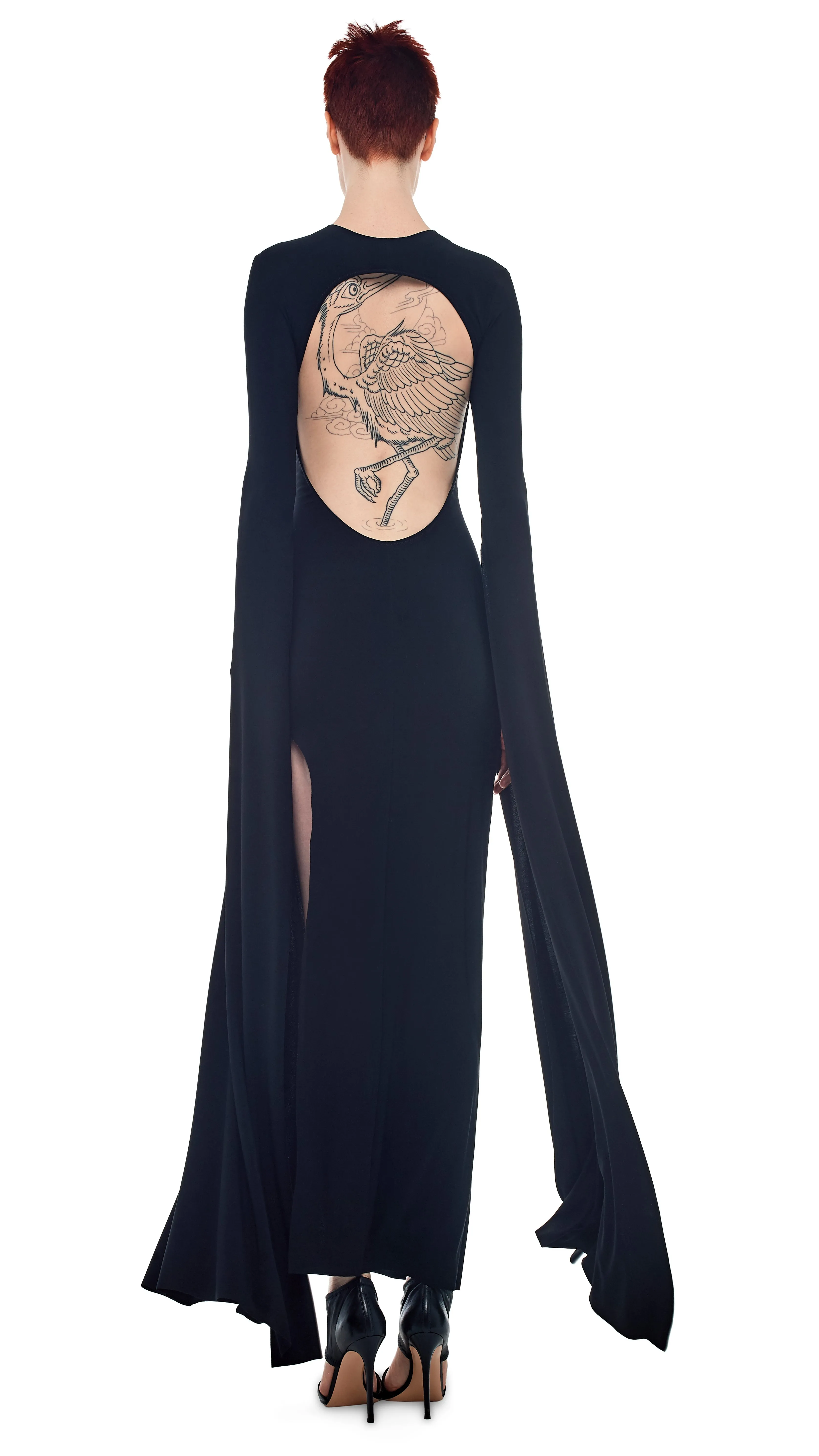 RIBBON SLEEVE WIDE SLIT GOWN sold by Norma Kamali product image thumbnail 3