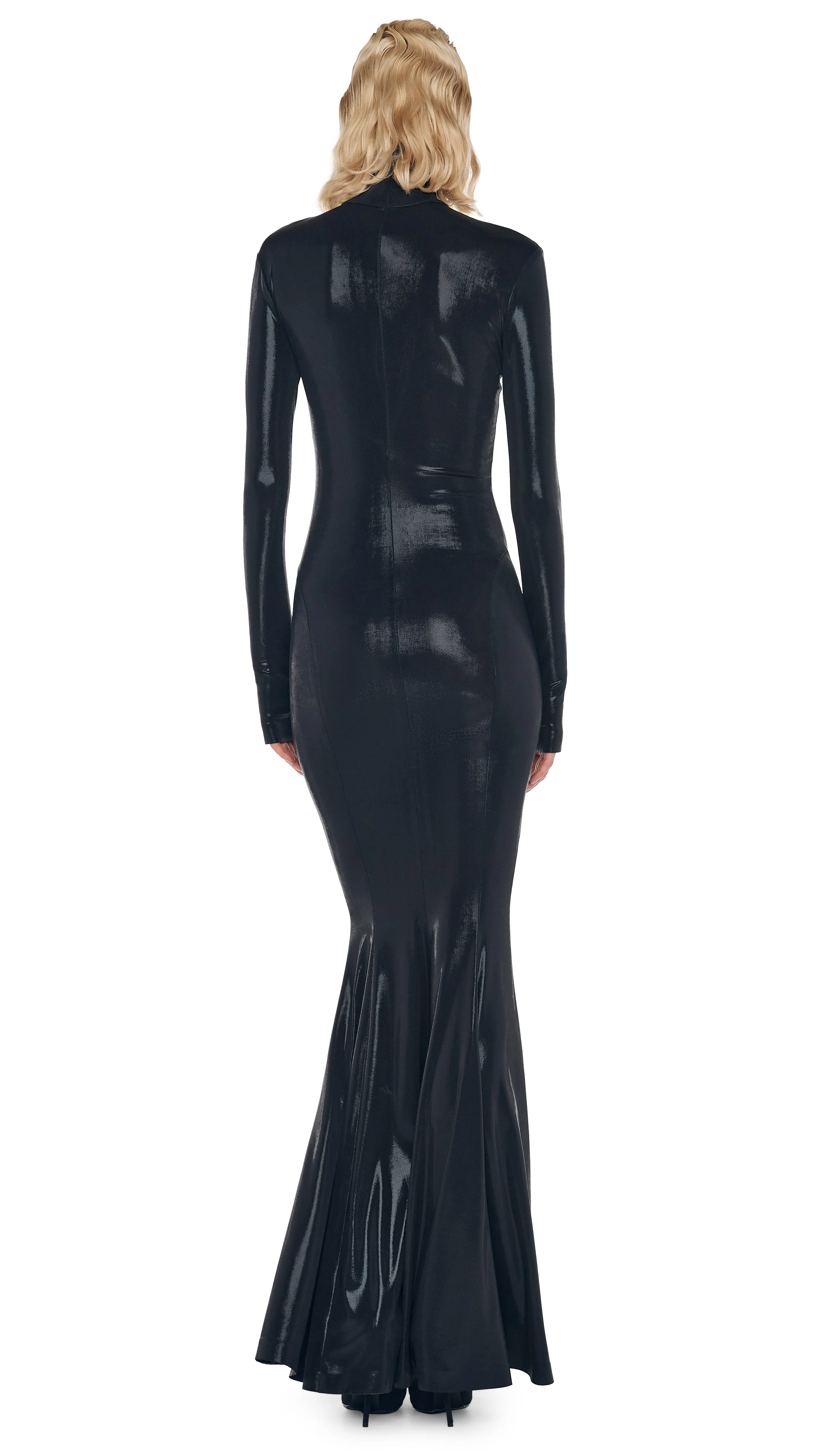 LONG SLEEVE TURTLE FISHTAIL GOWN sold by Norma Kamali product image thumbnail 3