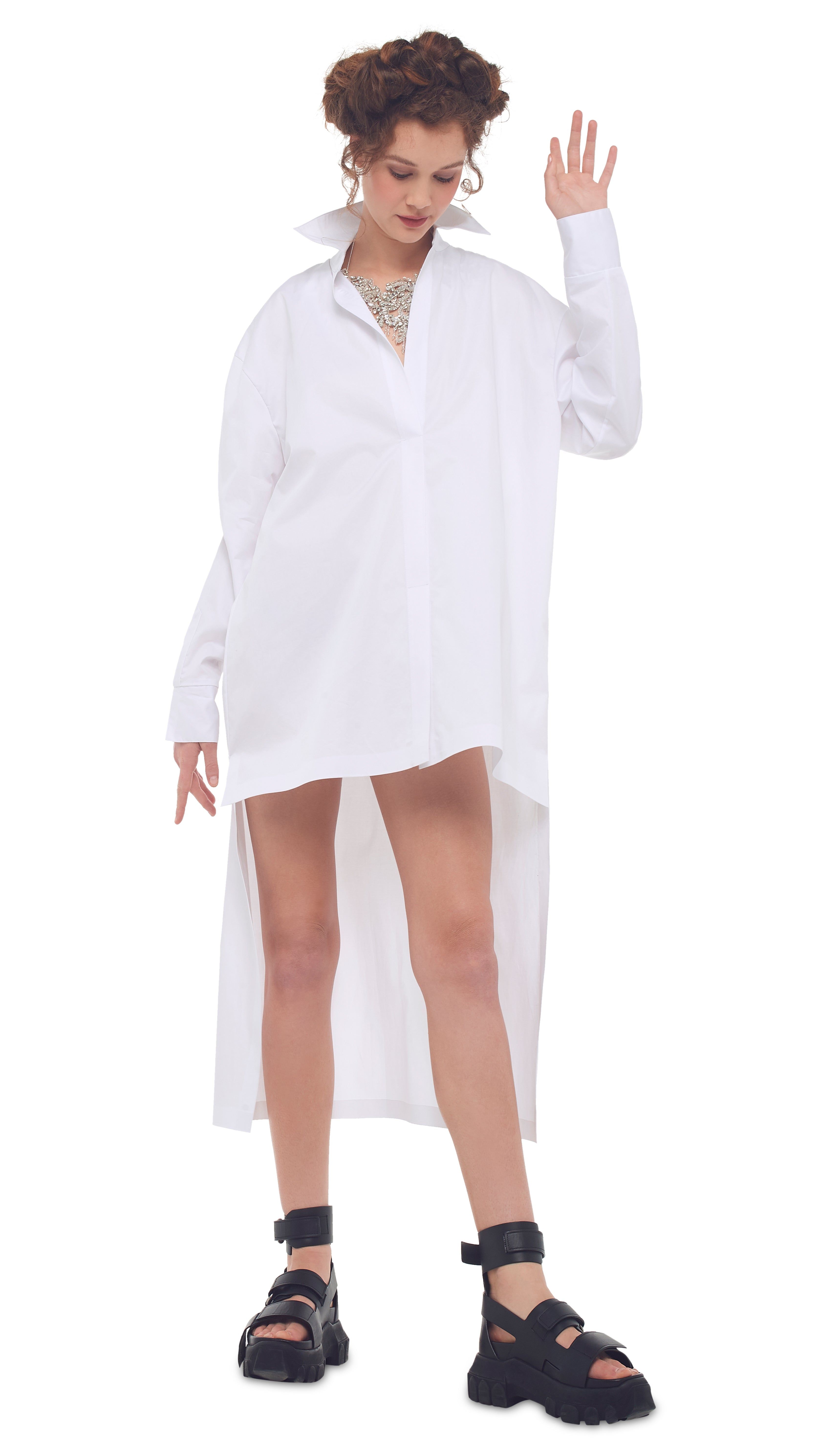 HI LOW OVERSIZED BF NK SHIRT sold by Norma Kamali product image thumbnail 5